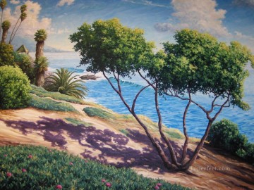 trees and flower on beach Oil Paintings